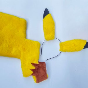 Pikachu ears + stand-up tail pokemon headband for costume, cosplay, birthday party; one size fit both kids and adults