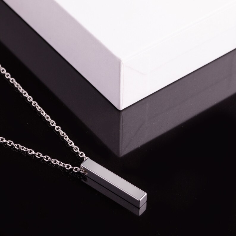 Personalized Bar Necklace / 4 Sided Bar / Name Necklace / Etsy