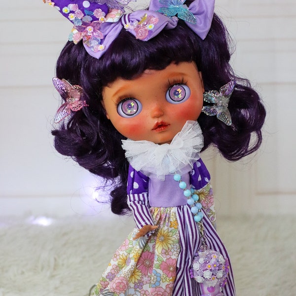 Blythe customize OOAK doll handmade princess butterfly whisperes handmade Fullset doll package