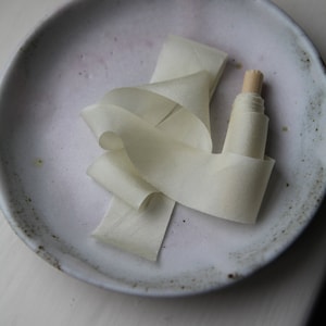 Handmade ivory silk ribbon, naturally dyed habotai, for wedding decor, bridal bouquets, styling, hair, cakes, stationery