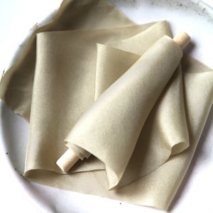 Handmade olive silk ribbon, naturally dyed habotai, for wedding decor, bridal bouquets, styling, hair, cakes, stationery