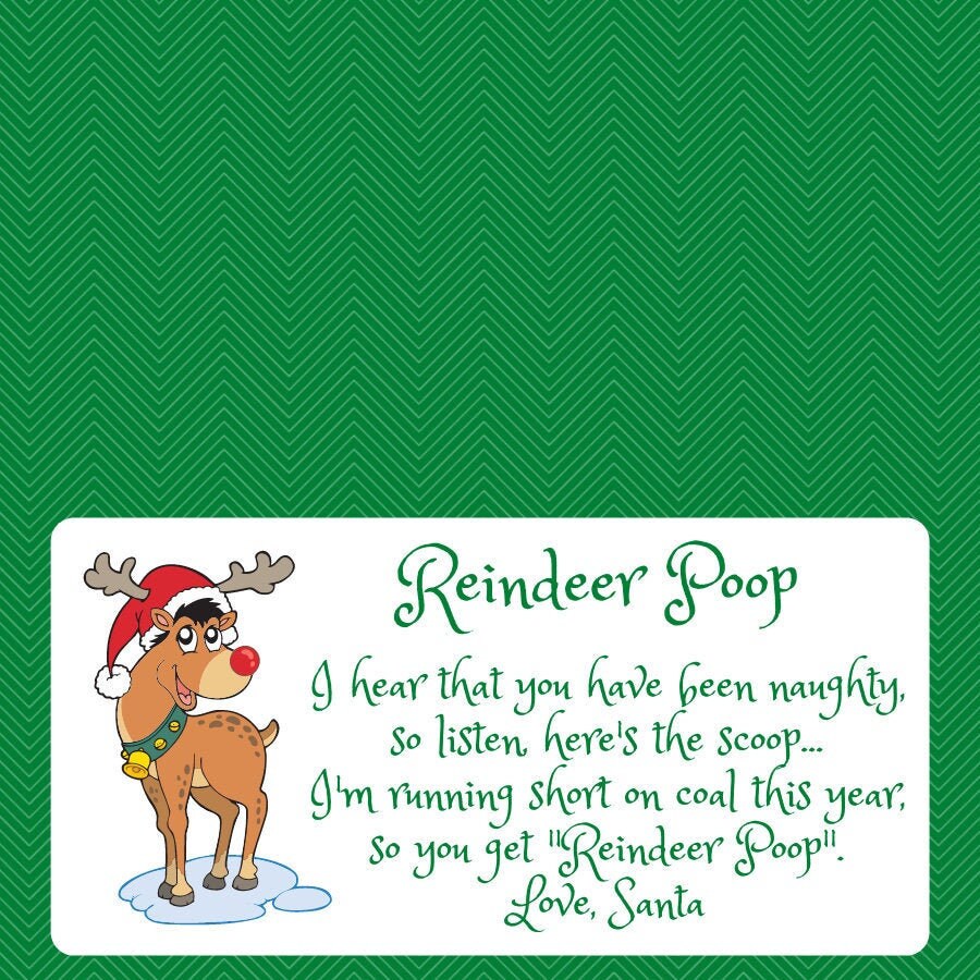 Reindeer poop poem toppers digital label etsy uk