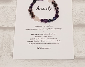 Anxiety Relief Crystal Bracelet | Rhodonite, Sodalite & Rose Quartz