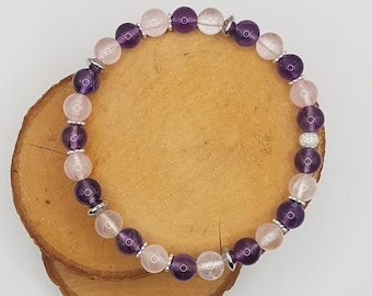 Rose Quartz & Amethyst Crystal Bracelet | Love and Protection | Crystal Healing | Anxiety Relief | Mothers Day Gift | Friendship | Chakra