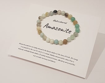 Amazonite Crystal Bracelet | Throat Chakra | Crystal gifts | Communication | Empowering | Stone of Hope & Truth | Yoga accessory