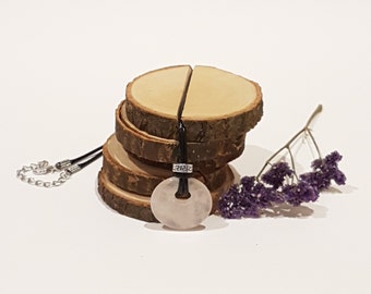 Rose Quartz Donut Pendant Necklace | Crystal Healing Jewellery