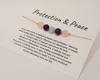 Handmade Crystal Bracelet for Protection | Amethyst, Rose Quartz, Amazonite
