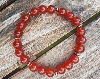 Red Carnelian Crystal Bracelet | Handmade July Birthstone Jewelry