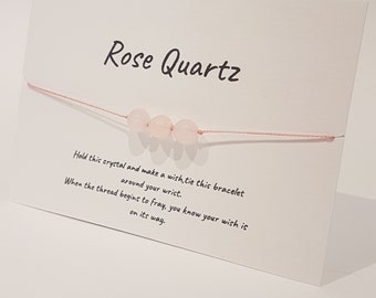 Rose Quartz Crystal Wish Bracelet | Handmade Friendship Jewelry