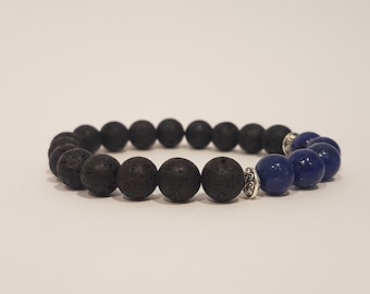 Lapis Lazuli & Lava Rock Bracelet | Essential Oil Diffuser, Yoga Jewelry