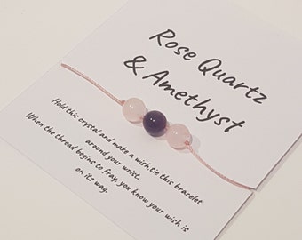 Rose Quartz & Amethyst Crystal Bracelet – Healing Gemstone Jewelry