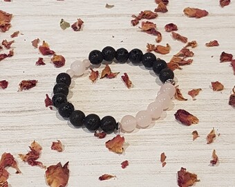 Rose Quartz & Lava Stone Bracelet | Essential Oil Diffuser