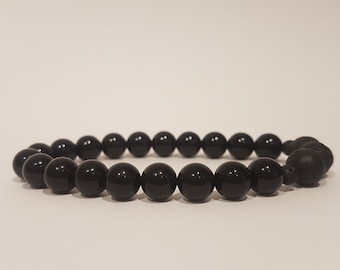 Black Onyx & Lava Stone Men's Bracelet | Grounding Diffuser Jewelry
