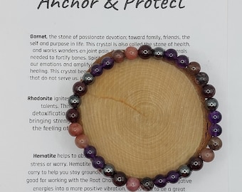 Anchor & Protect Crystal bracelet | Natural Crystal | Intention Setting | Gift for her | Grounding | Supportive | Uplifting | Empowering