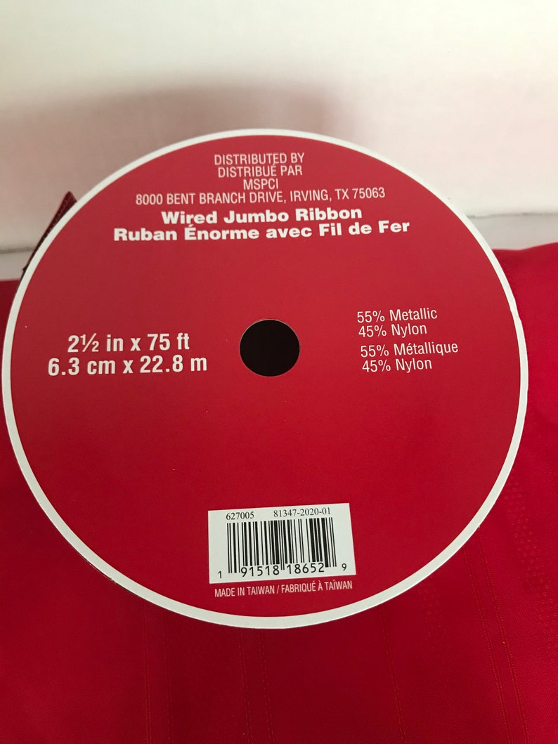 Ribbon Red Wired Ends Jumbo Set of Three Shimmer Red Ribbon Each Roll Measures 75 feet X 2 12 inches