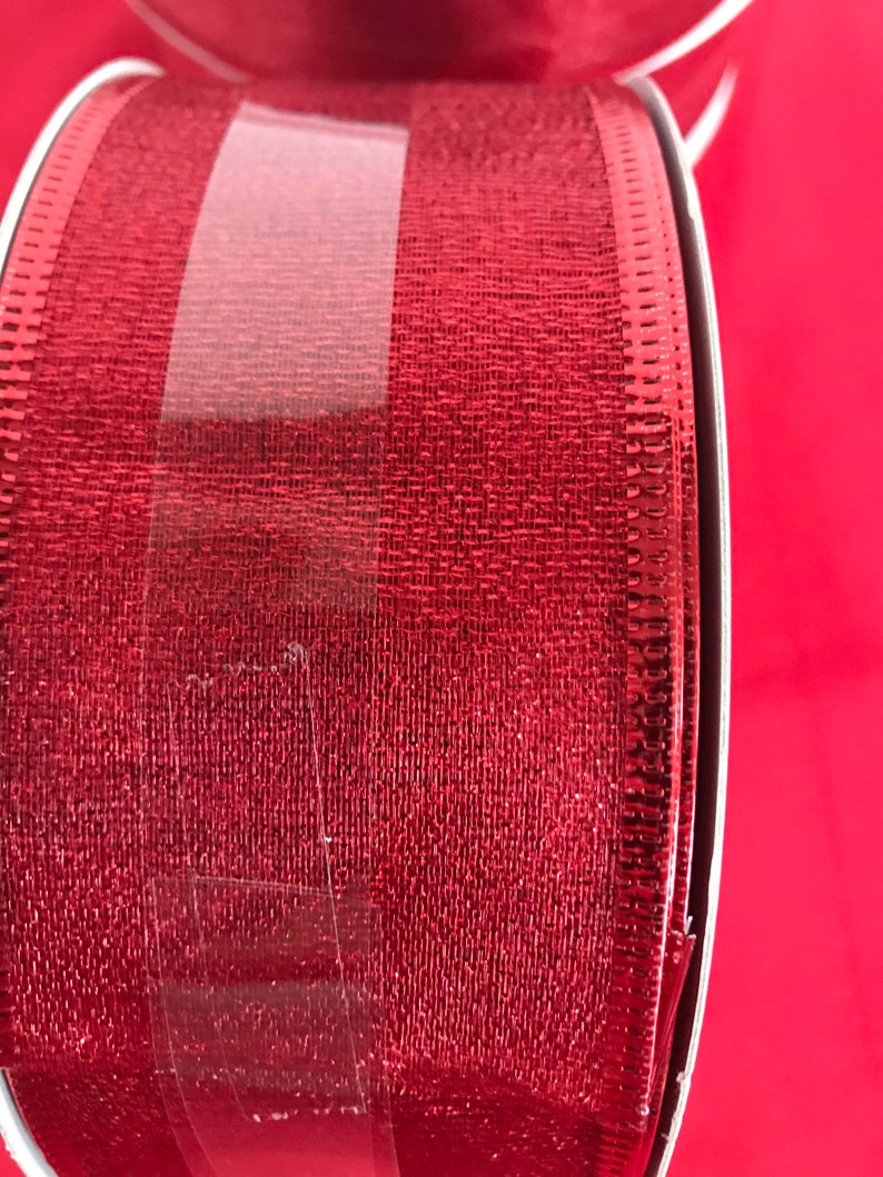 Ribbon Red Wired Ends Jumbo Set of Three Shimmer Red Ribbon Each Roll Measures 75 feet X 2 12 inches