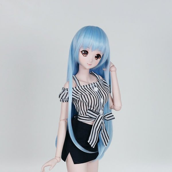 BJD wig Straight Blue For Smart doll SD Dollfie dream 8-9 60cm doll