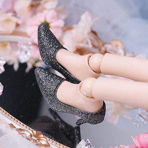 BJD Shoes Stiletto Heels Pearl Black For Smartdoll DD SD 60cm 1/3 doll