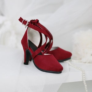 BJD Shoes Red Cross Strap High Heel For Smartdoll DD SD 60cm 1/3 doll