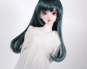 Peluca BJD MSD minifee KDF 7-8 Liso Sirena Verde para muñeca de 40 cm