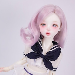 Peluca BJD Retro Volume Curl Sugar Purple para muñeca MSD minifee KDF 7-8 de 40 cm