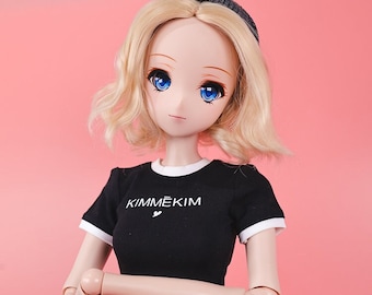 BJD 服 クロップドTシャツ ブラック DD スマートドール 60 cm 1/3 人形用