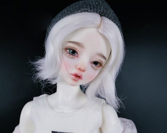 BJD wig MSD minifee KDF 7-8 Wave Short Hair White for 40cm doll