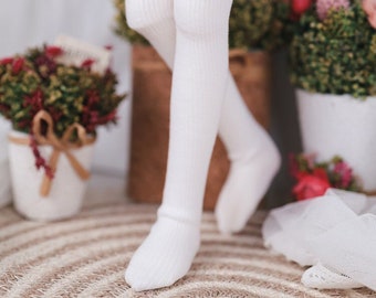 BJD Kläder Knähöga Strumpor Vita För MSD Minifee 42 cm 1/4 docka
