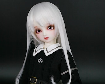 BJD wig MSD minifee KDF 7-8 Straigh Hair White for 40cm doll