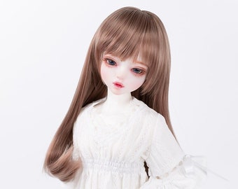 BJD wig MSD minifee KDF 7-8 Straigh Hair Pink Brown for 40cm doll