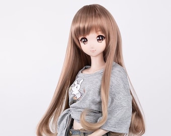 Parrucca BJD dritta rosa marrone per bambola Smart SD Dollfie dream 8-9 bambola da 60 cm