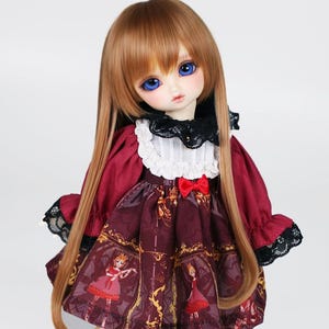BJD Perücke langes glattes Haar Karamell für USD YoSD 6-7 Zoll 26 cm 1/6 Puppe