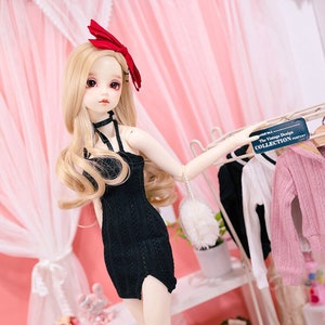 BJD Clothes Knitted Midi Dress With Halter Neck For Smartdoll DD SD 60cm 1/3 doll