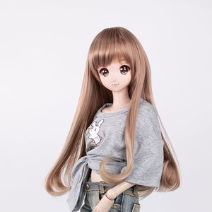 BJD wig Straight Pink Brown For Smart doll SD Dollfie dream 8-9 60cm doll