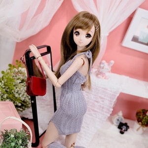 BJD Clothes Knitted Midi Dress With Halter Neck For Smartdoll DD SD 60cm 1/3 doll