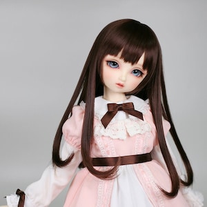 BJD wig MSD minifee KDF 7-8 Straigh Hair Black for 40cm doll