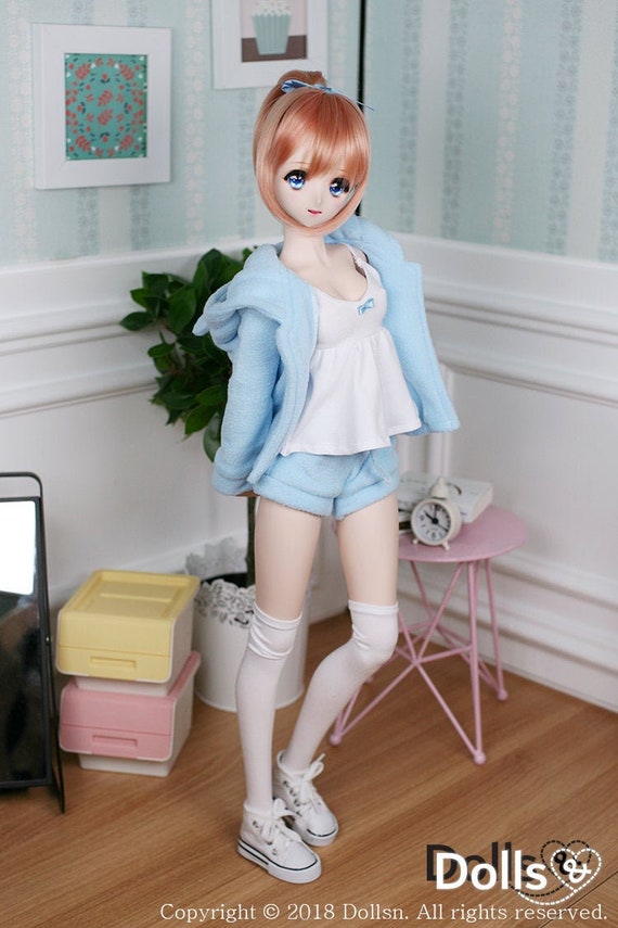 BJD Clothes Blue Cat Jumper Set For DD Smartdoll 60cm 1/3 doll