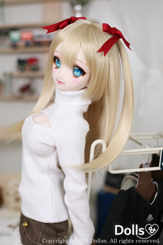 ドールウィッグ 8インチ ツインテール ブロンド ロング カール 金髪 BJD BJDドール用ウィッグ：ロングストレートツインテールヘア、8～9インチ
