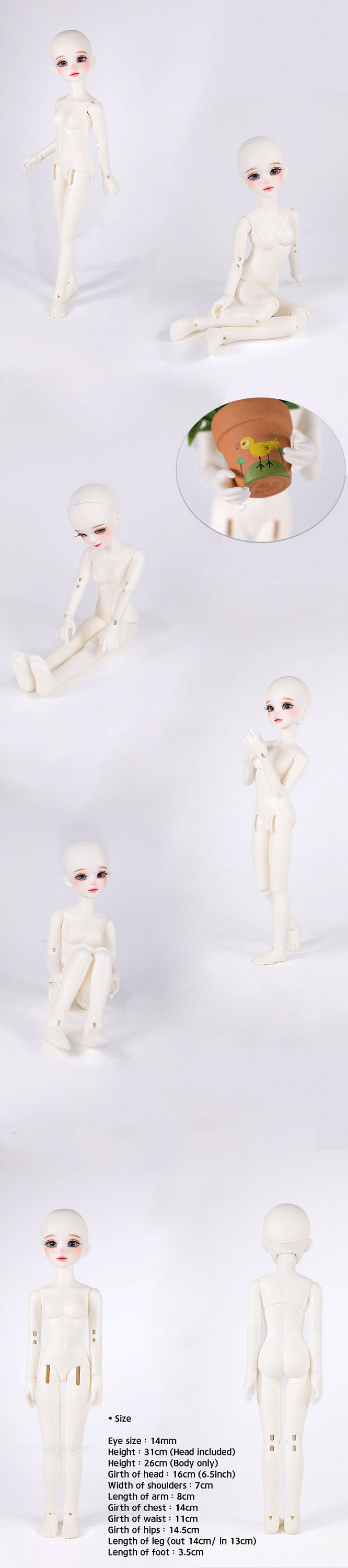 アメリカブランド Cloveray のプラスチック BJD 精巧なドール New 24 Inch 60cm BJD Doll Female Dolls + Changeable Gold