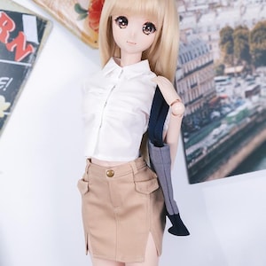BJD Clothes V-Cut Mini Skirt Beige For Smartdoll DD SD 60cm 1/3 doll