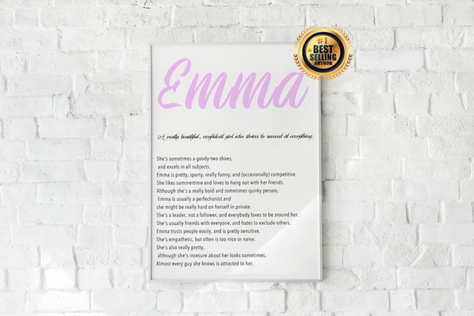 Emma Name Meaning Art Printable Baby Shower Gift Nursery Etsy