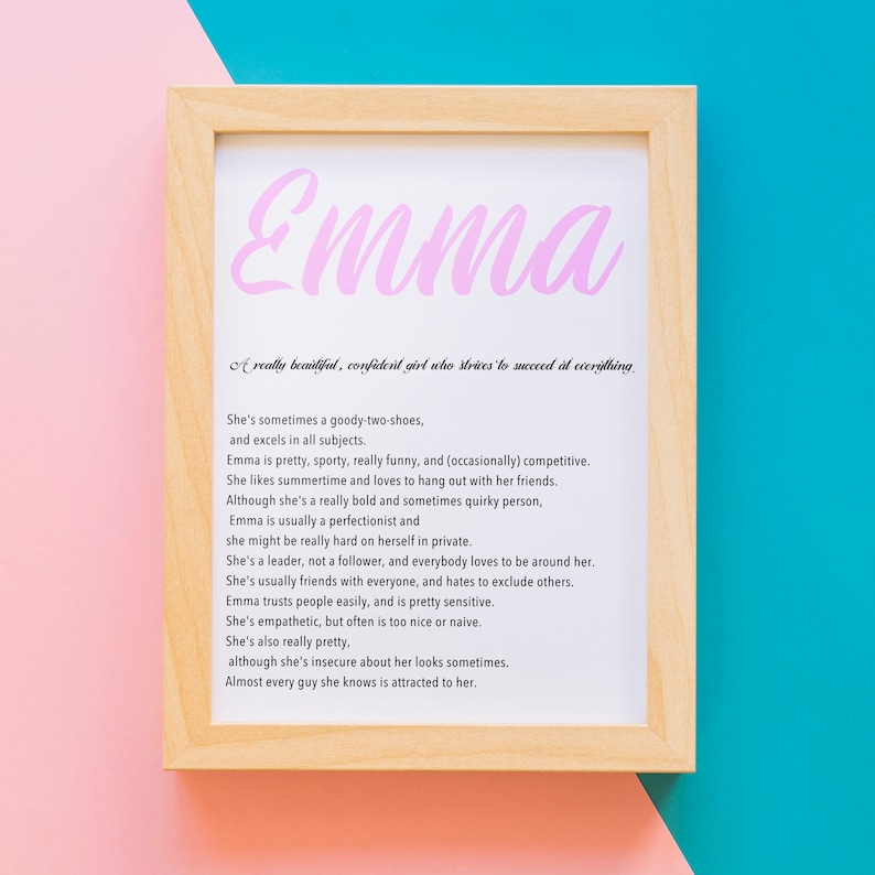 Emma Name Meaning Art Printable Baby Shower Gift Nursery Etsy
