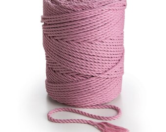 DUSTY PINK Macrame cotton cord 4mm macrame rope 492 feet colored cotton string 3 strand twisted dyed cotton rope