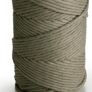 Gray Macrame cord 3mm single twist latte cotton string 459 feet single strand cotton cord image 7