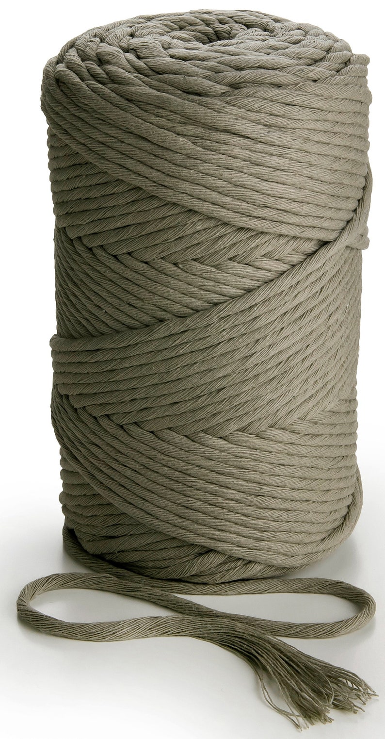 Gray Macrame cord 3mm single twist latte cotton string 459 feet single strand cotton cord image 7