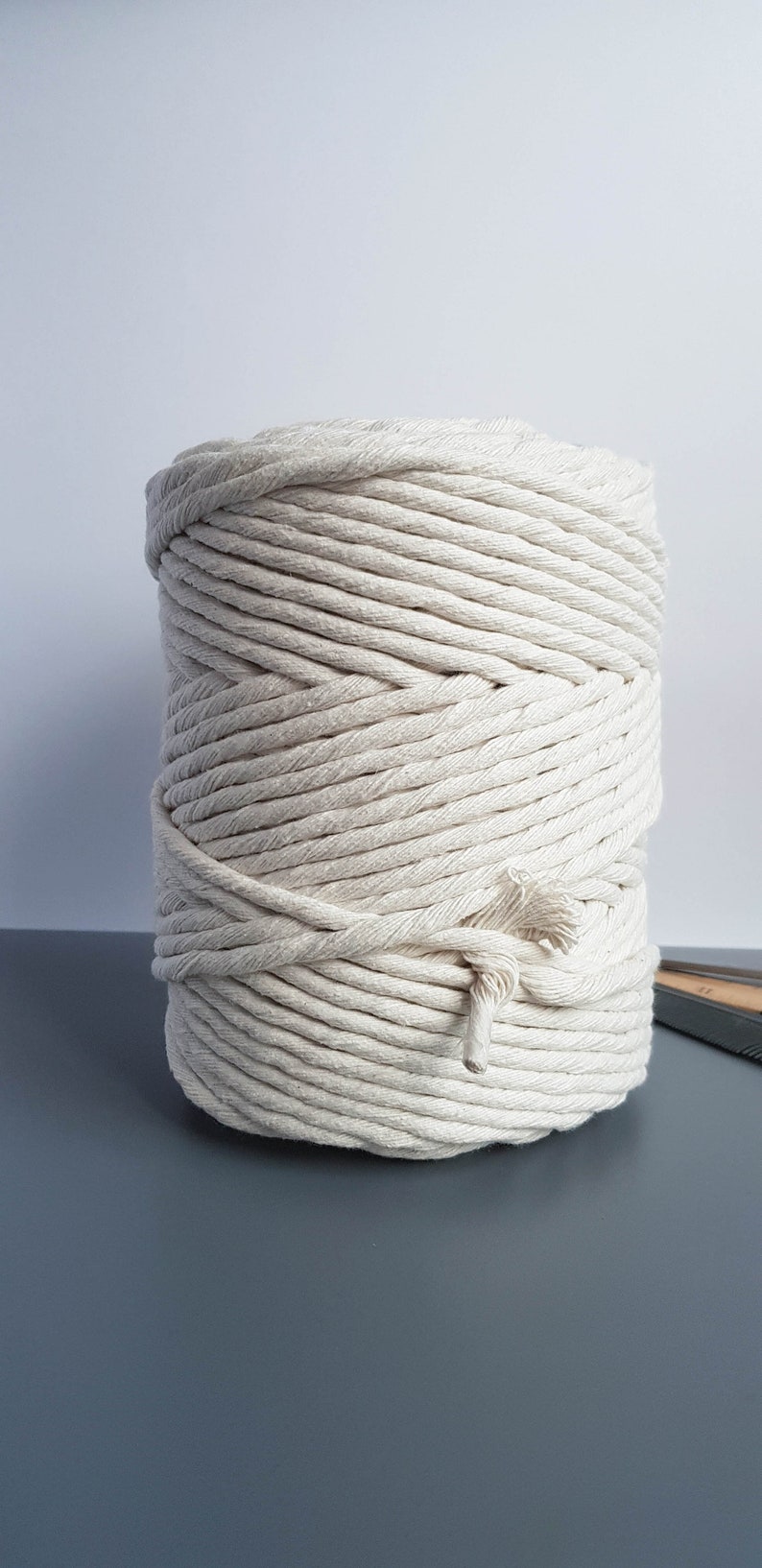 Natural Cotton rope 5mm single twist rope cotton cord 394 feet cotton macrame rope image 4