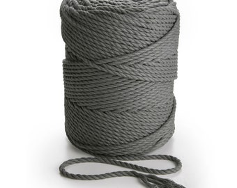 DARK GRAY Macrame cotton cord 4mm macrame rope 492 feet colored cotton string 3 strand twisted dyed cotton rope