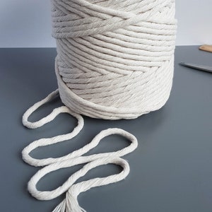 Natural Cotton rope 5mm single twist rope cotton cord 394 feet cotton macrame rope image 2