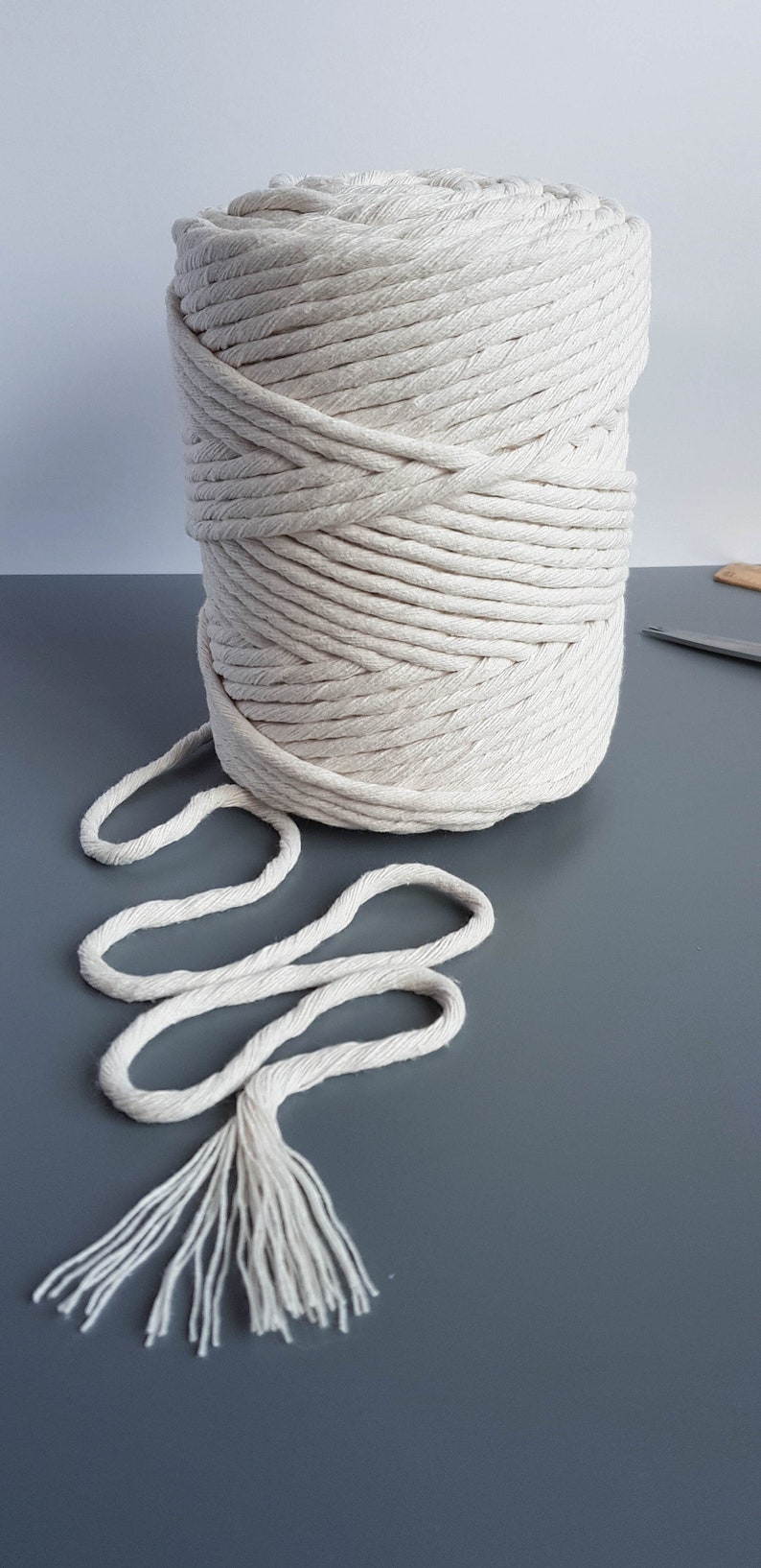 Natural Cotton rope 5mm single twist rope cotton cord 394 feet cotton macrame rope image 2