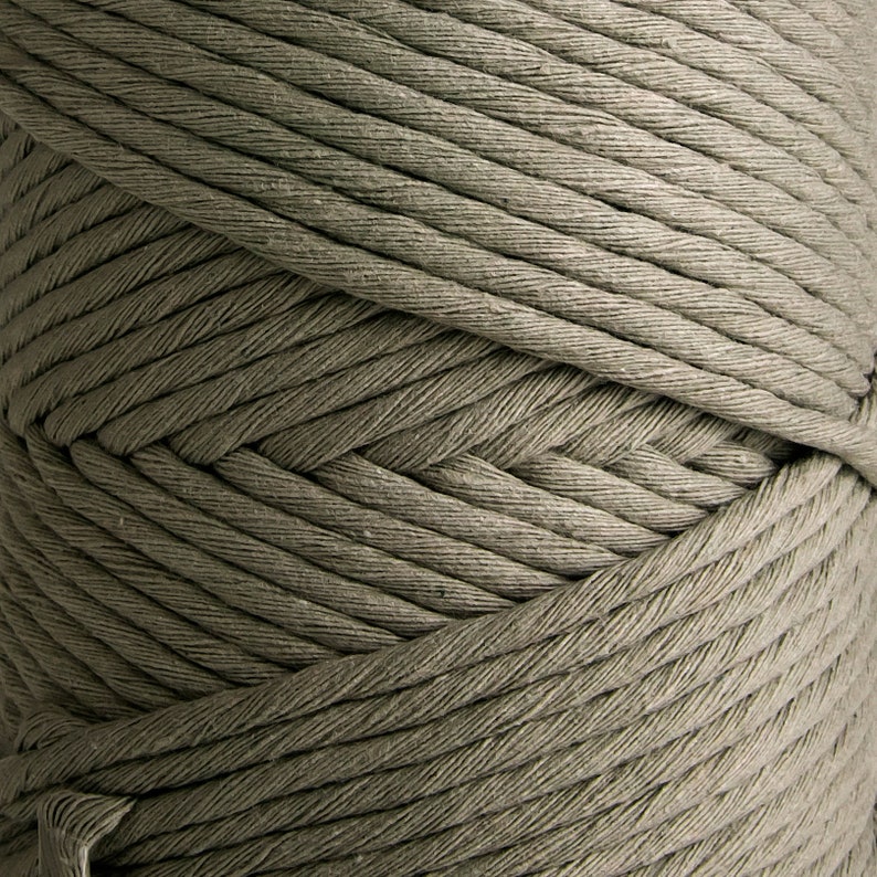 Gray Macrame cord 3mm single twist latte cotton string 459 feet single strand cotton cord image 4